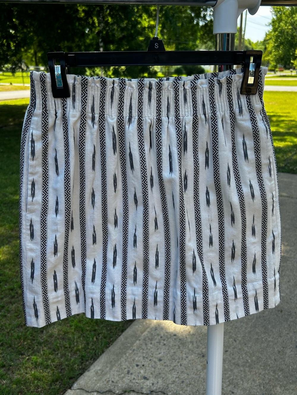 J. Crew Black and White Striped Tribal Mini Skirt